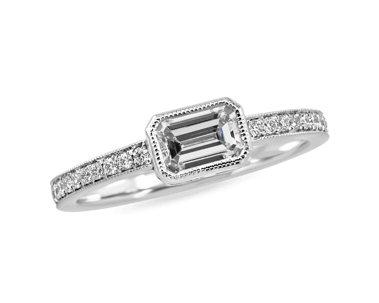 Pave Set Emerald Cut Band