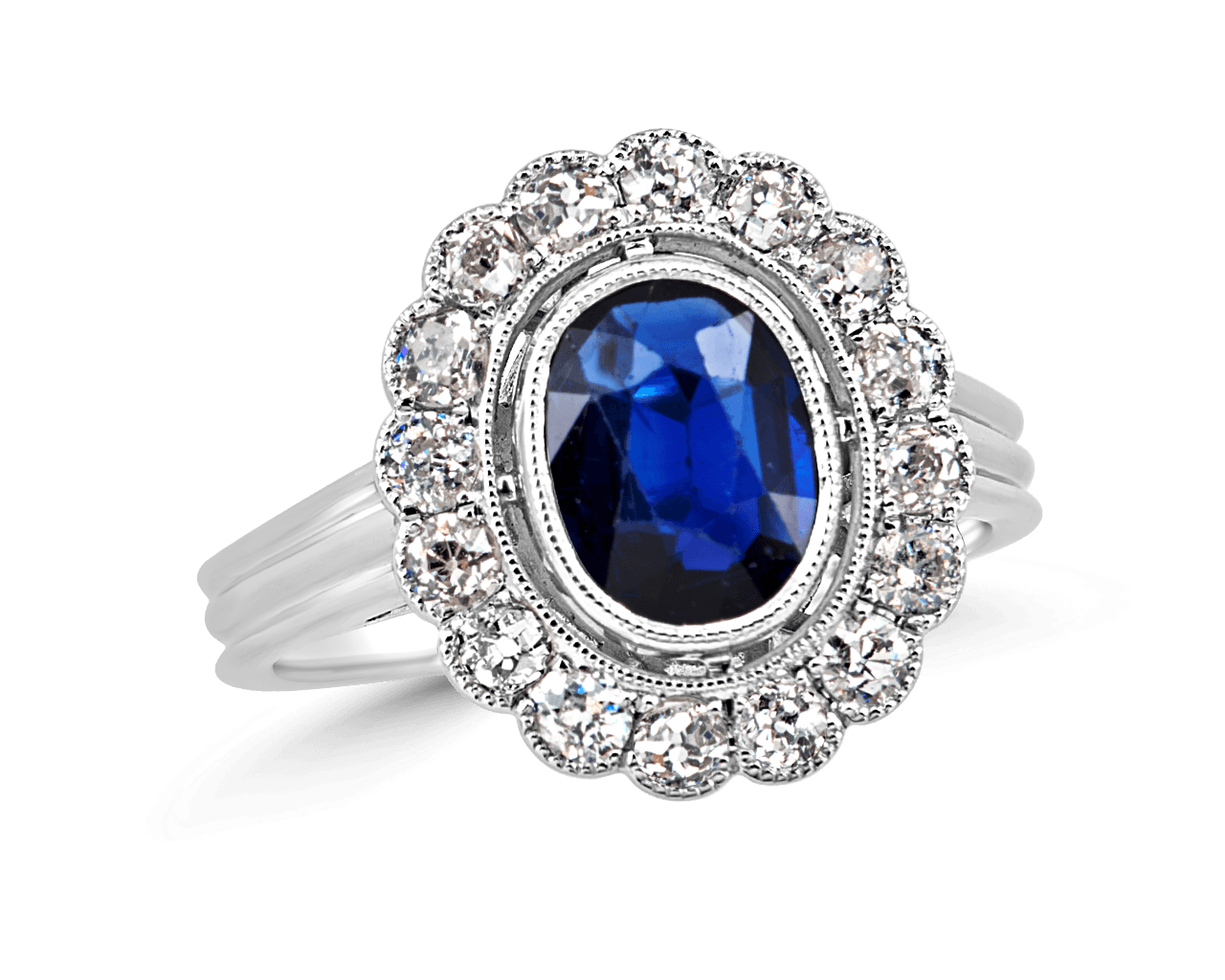 Vintage Sapphire Cluster Halo