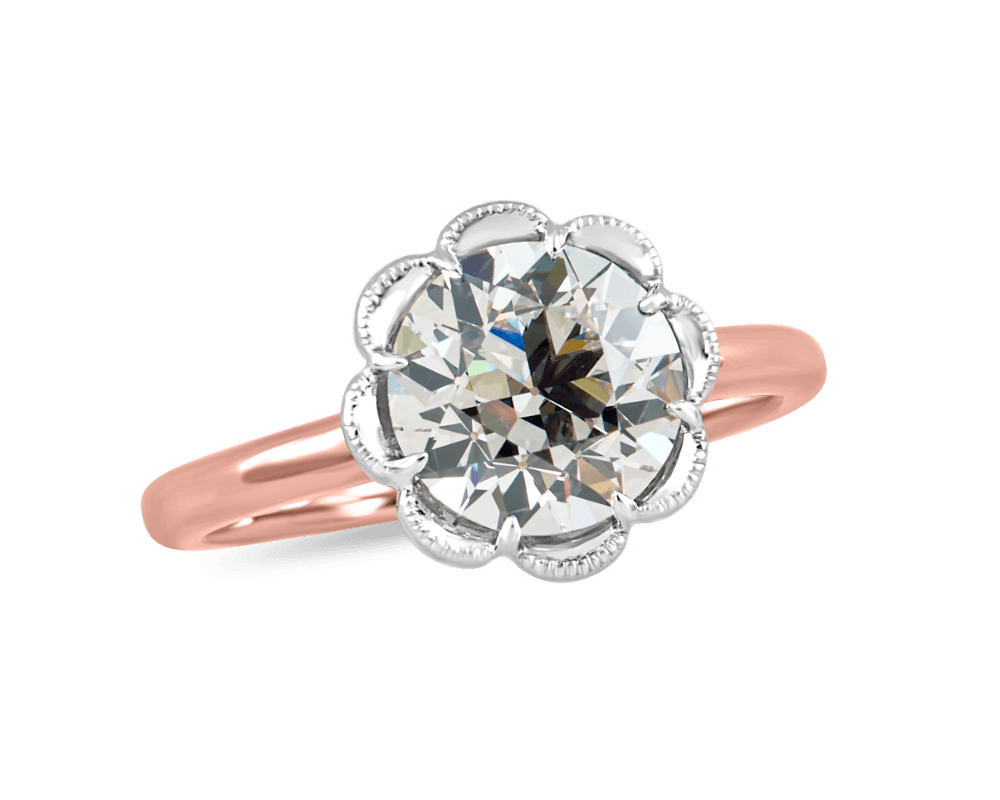 Vintage Floral Round Solitaire