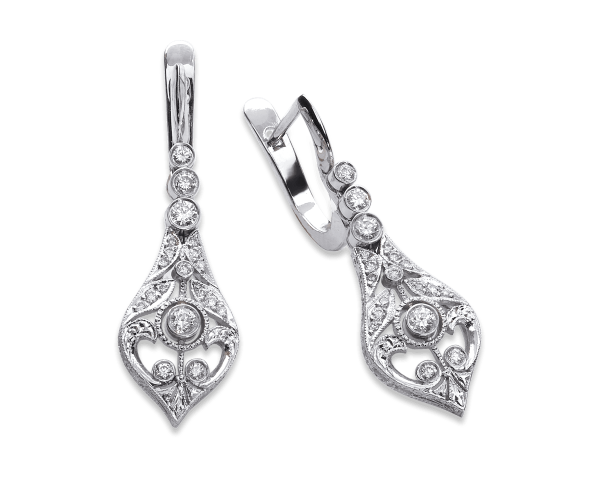 Vintage Platinum Drop Earrings