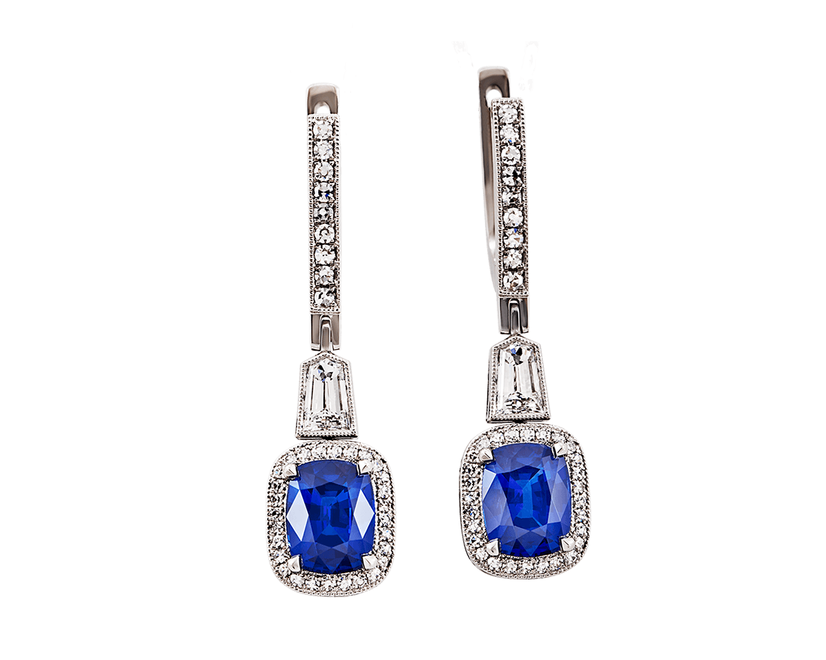 Cushion Halo Dangling Earrings