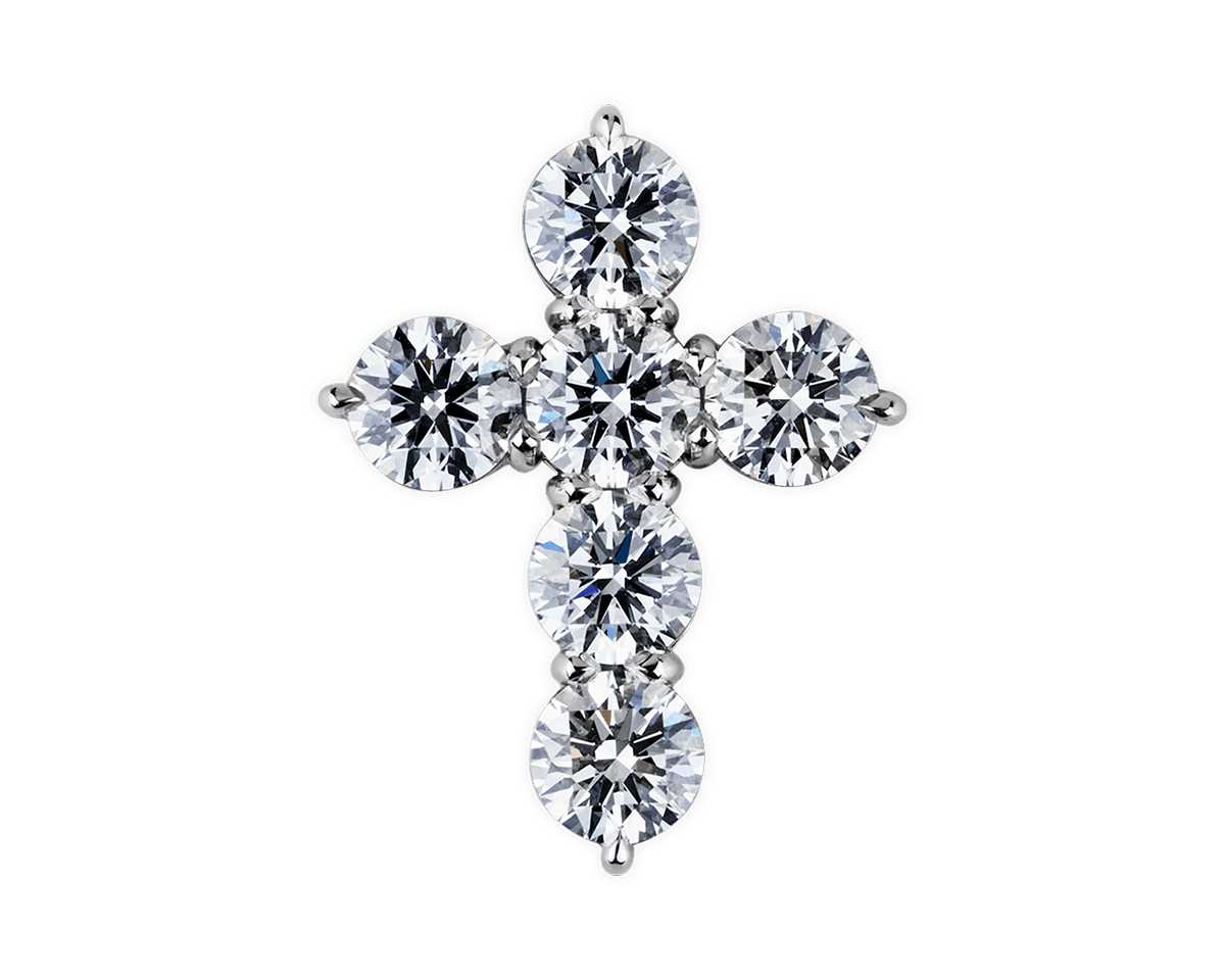 Round Diamond Shared Prong Diamond Cross
