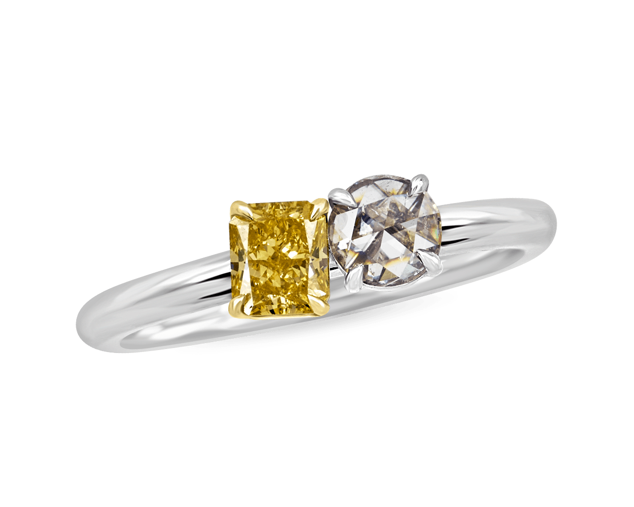 Fancy Yellow and Rose Cut You and Me Ring