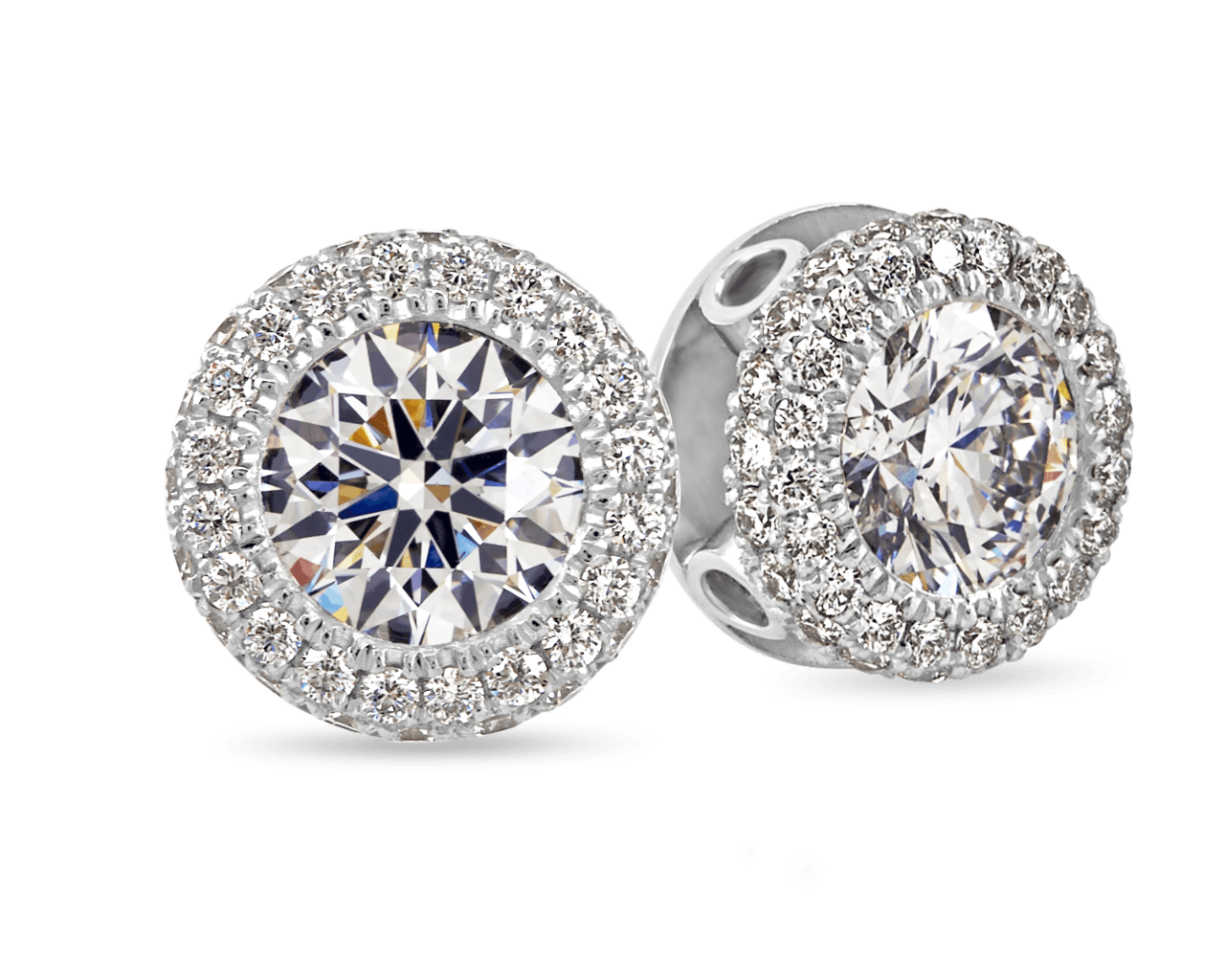 Round Double Edge Halo Stud Earrings