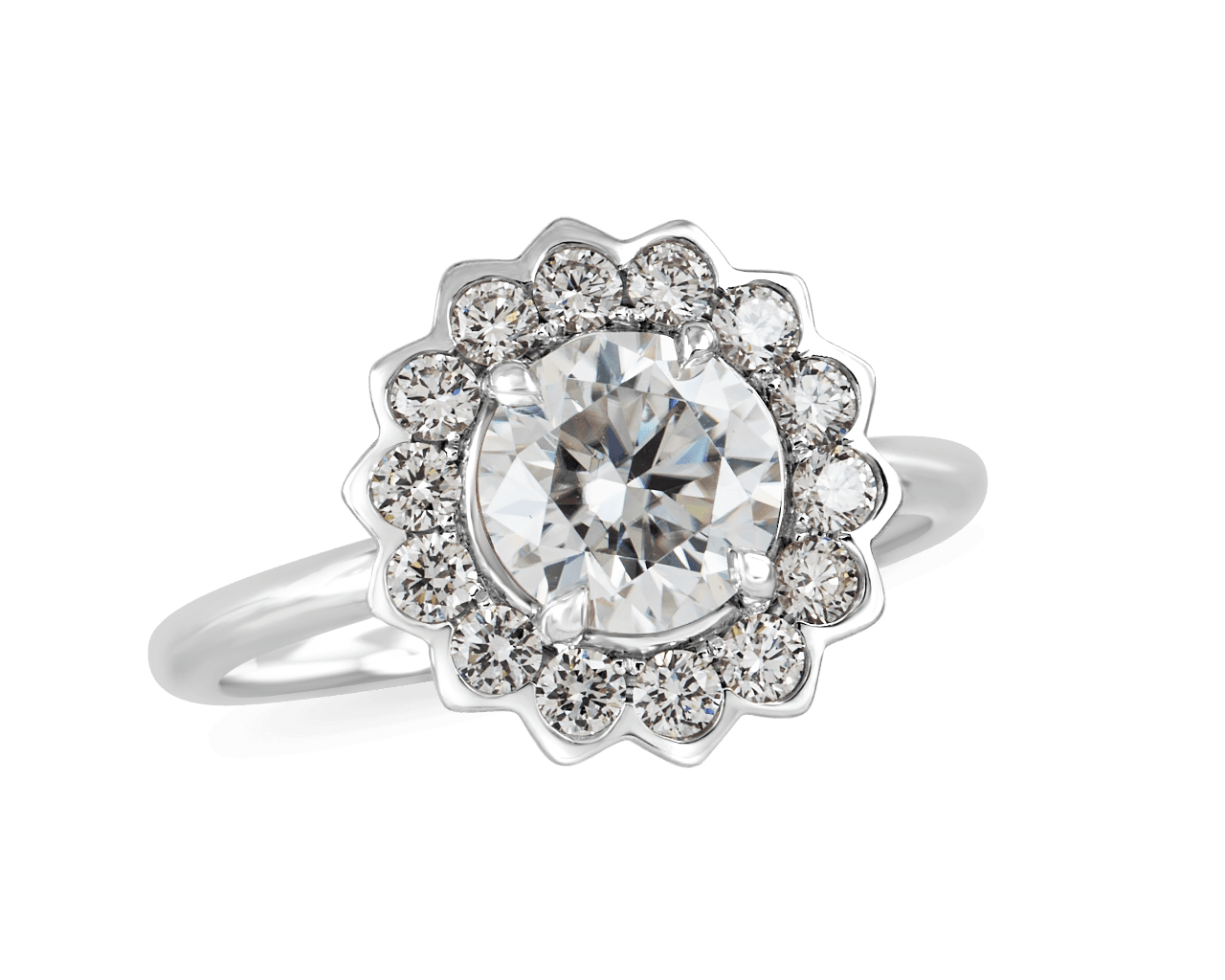 The Nova Engagement Ring with Stylized Halo